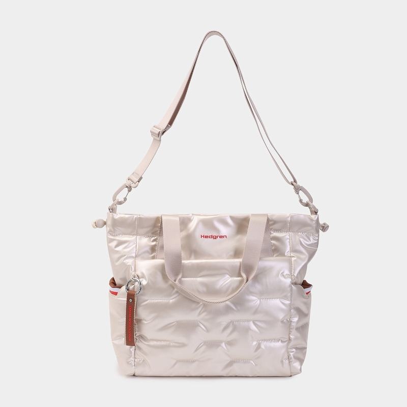 Hedgren Puffer Women's Tote Bags White Beige | XKG9388KL