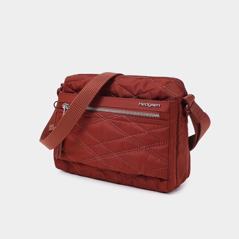 Hedgren Quilted Eye Rfid Women's Shoulder Bags Red Brown | VDG4426YT