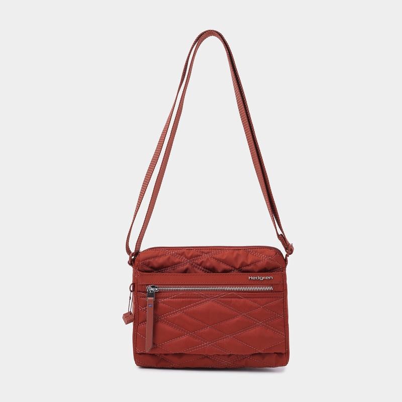 Hedgren Quilted Eye Rfid Women's Shoulder Bags Red Brown | VDG4426YT