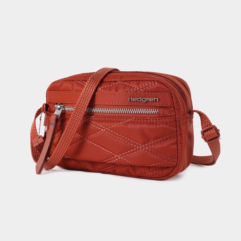 Hedgren Quilted Maia Mini Rfid Women's Crossbody Bags Red Brown | TOU7362PT