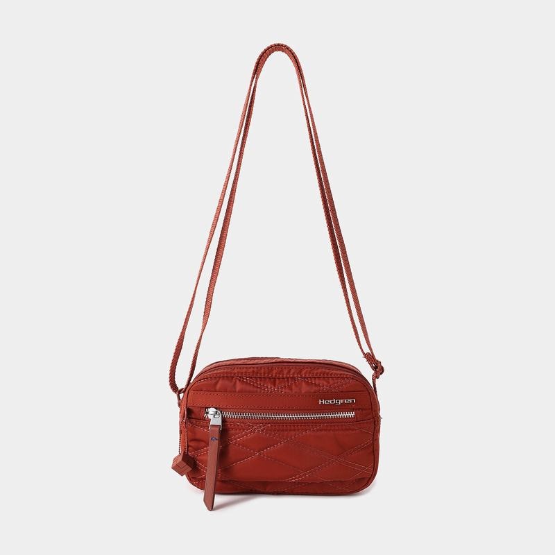 Hedgren Quilted Maia Mini Rfid Women's Crossbody Bags Red Brown | TOU7362PT