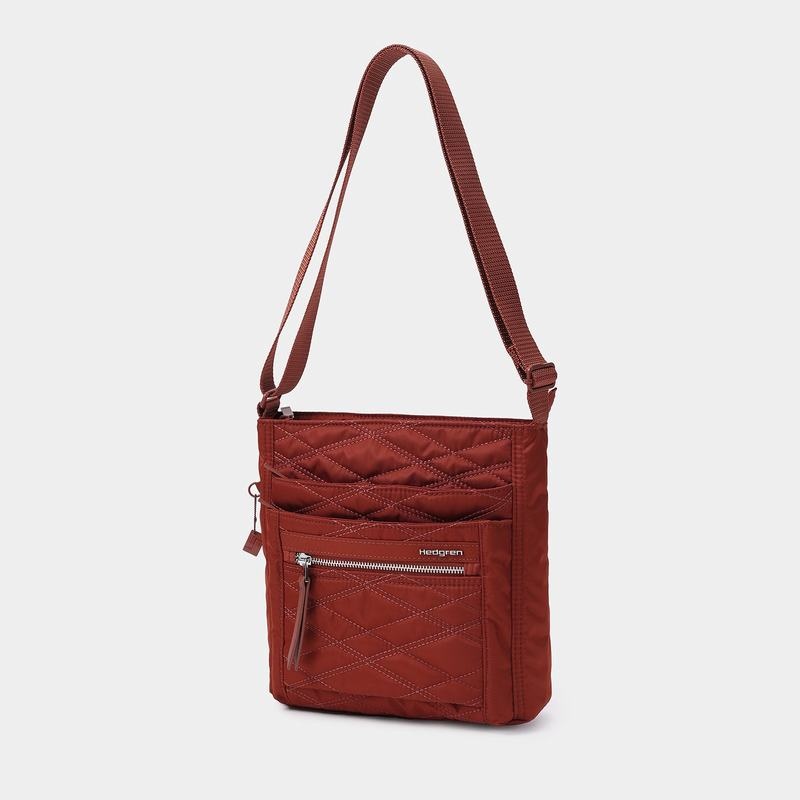 Hedgren Quilted Orva Rfid Women's Crossbody Bags Red Brown | NHE46AC