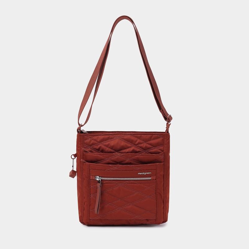 Hedgren Quilted Orva Rfid Women's Crossbody Bags Red Brown | NHE46AC